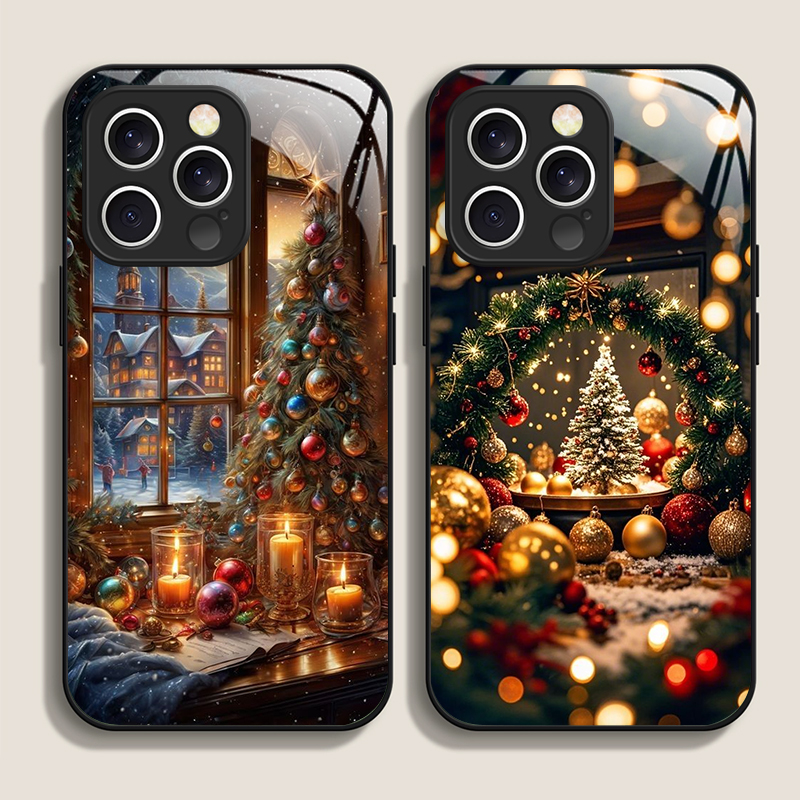 Phone Cases For Iphone 16 - Kerstboomcadeau Besneeuwde stad Landschap Creatieve telefoonhoes